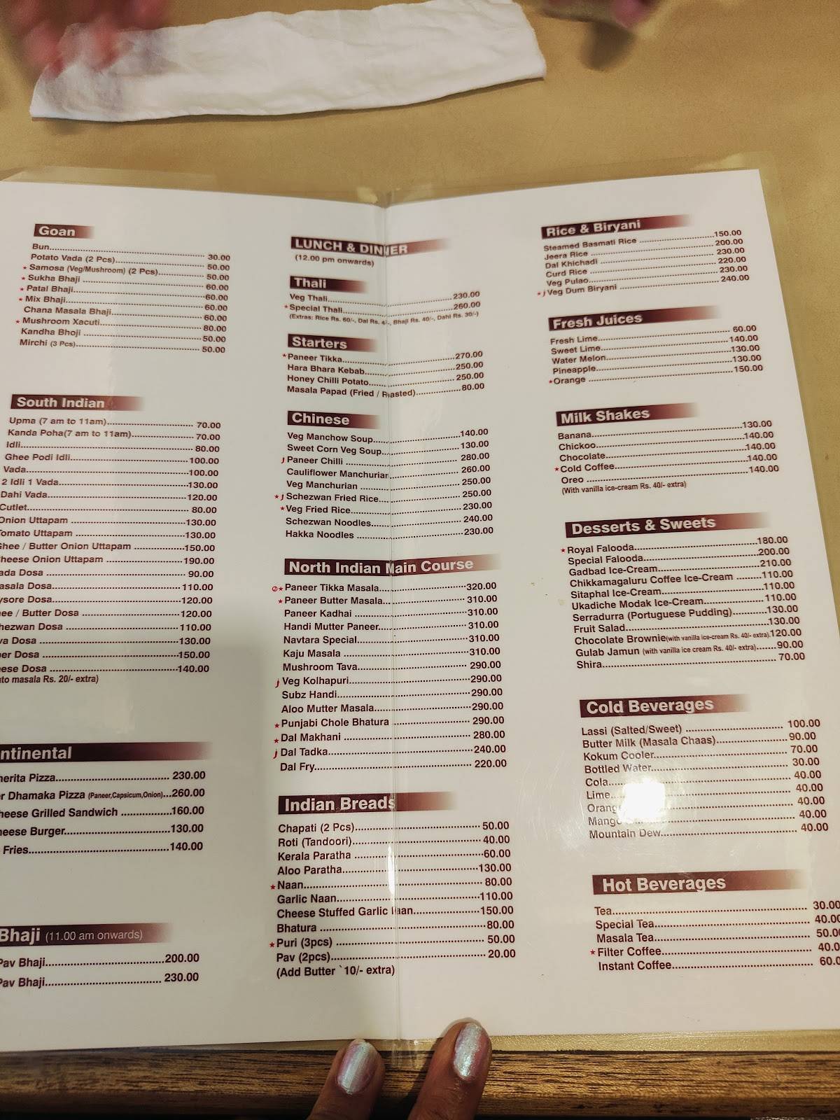 Navtara Veg Restaurant menu