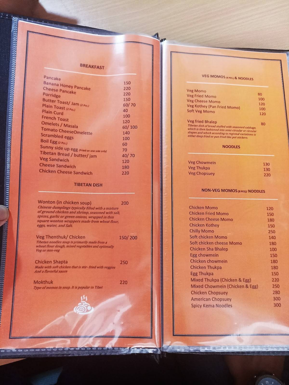 Noryang Tibetan Kitchen menu