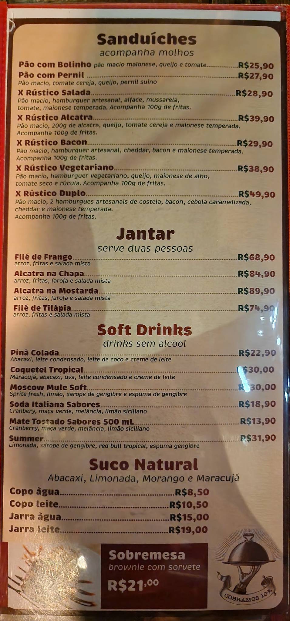 O Cachaceiro Curitiba cardápio