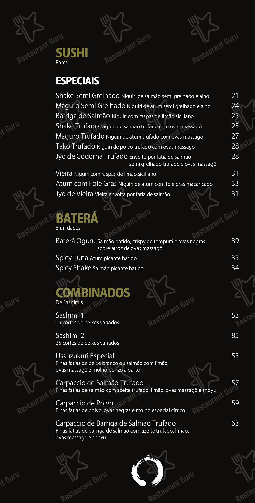 OGURU Sushi & Bar - Itaim menu