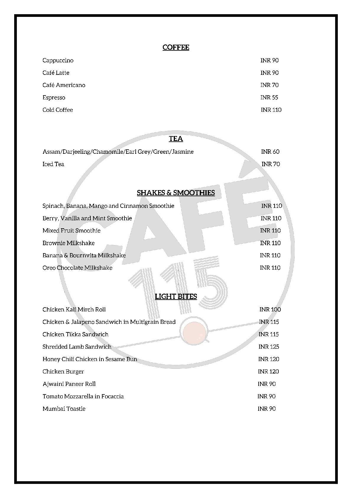 Oakwood Residence Kapil Hyderabad menu
