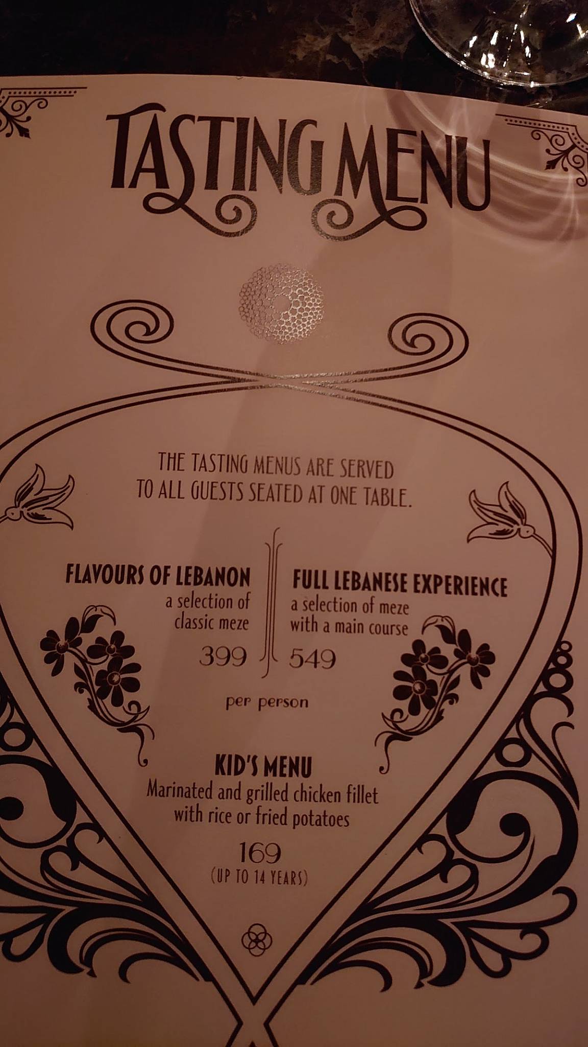 Menu at Occo Restaurant, Malmö