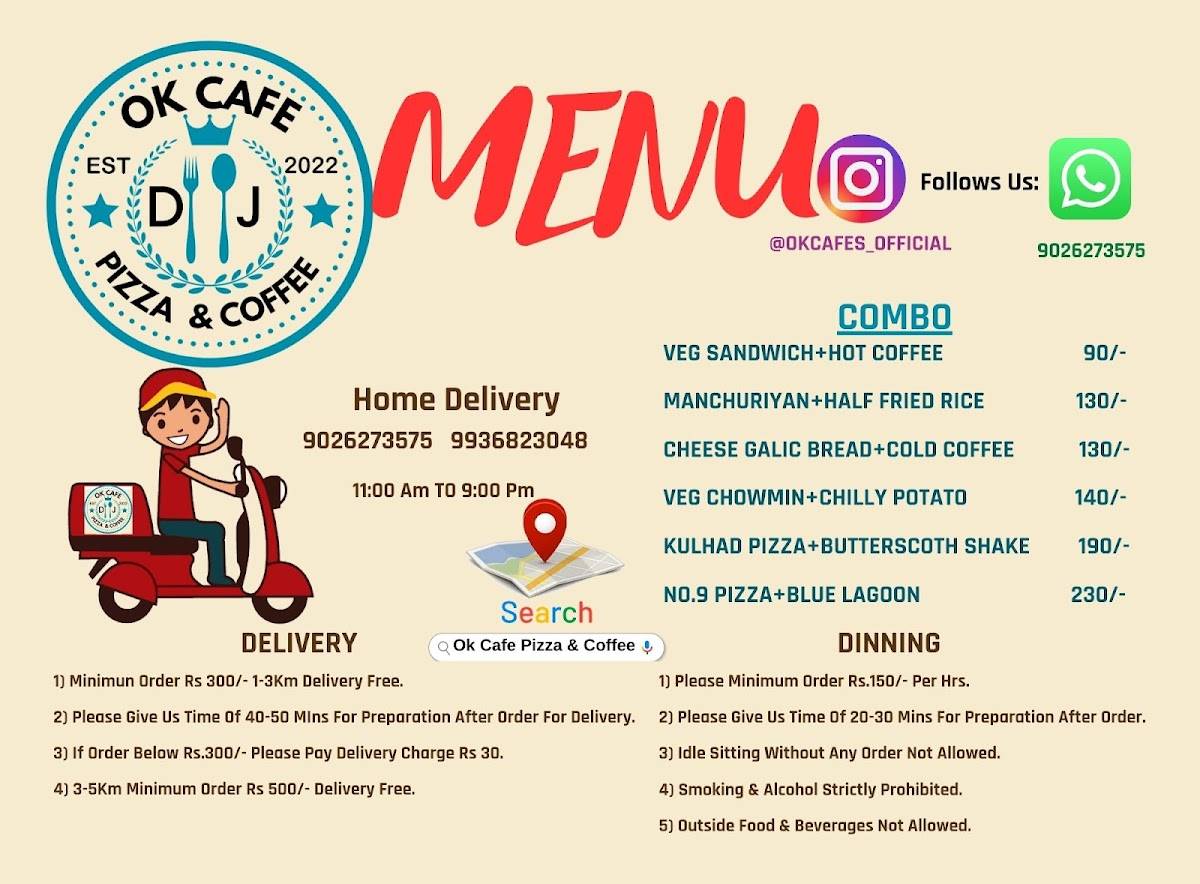 Ok Cafe, Pizza & Coffee menu