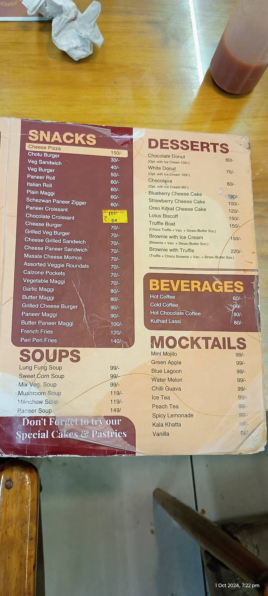 Old Friends Bakers and Cafe / 100 % Eggless / Best Bakery / Customized Cakes / Cake Shop menu