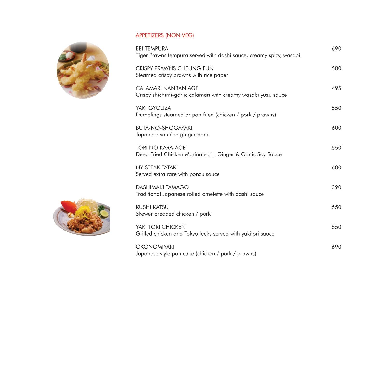 Origami Japanese & Korean Restaurant menu