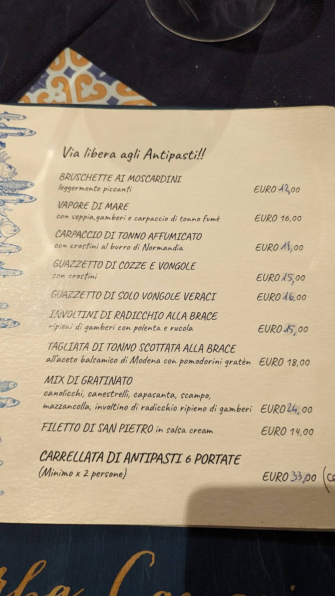 Menu di Osteria Ristorantino L'orba Canocia 