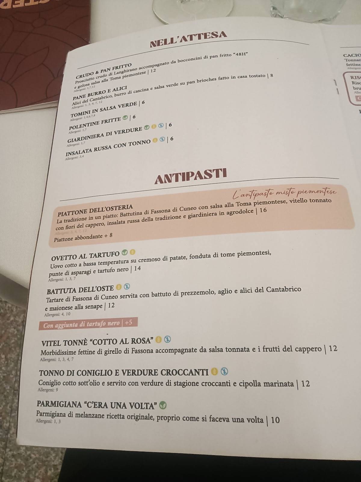 Menu di Osteria Roma 