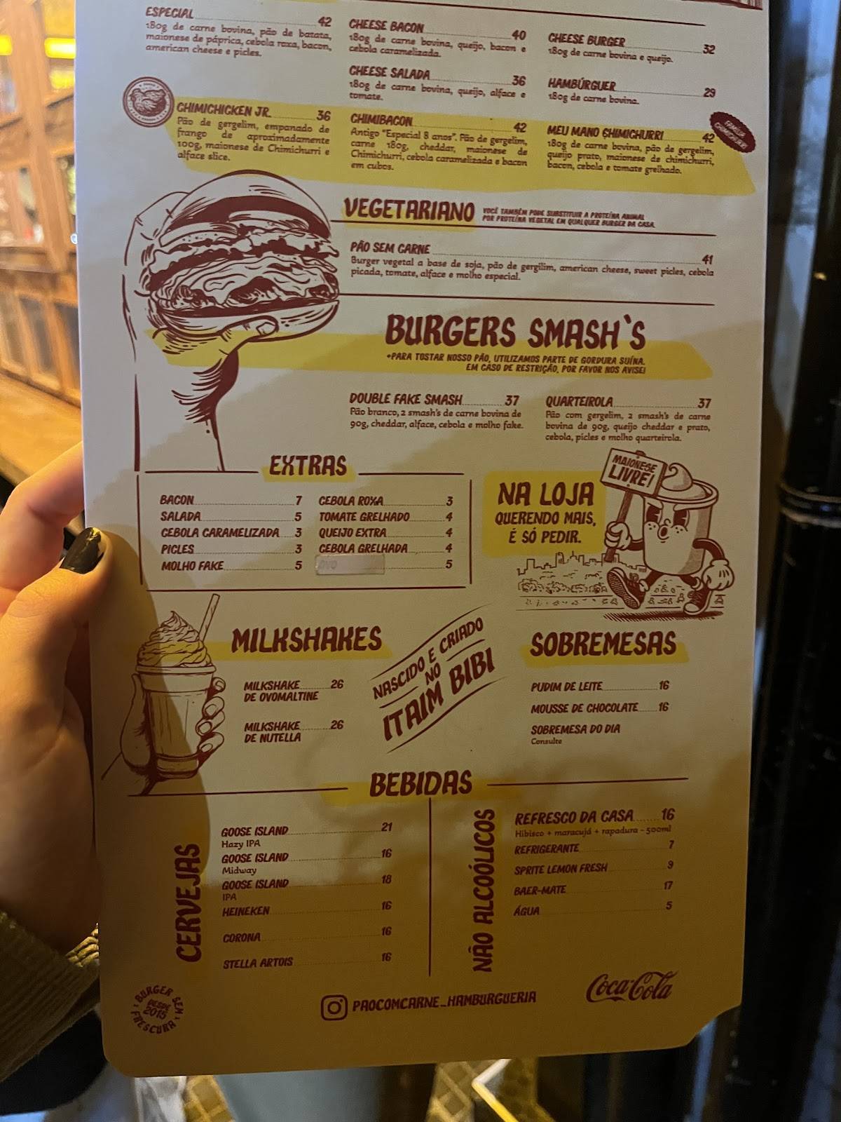 Pão com Carne Hamburgueria cardápio