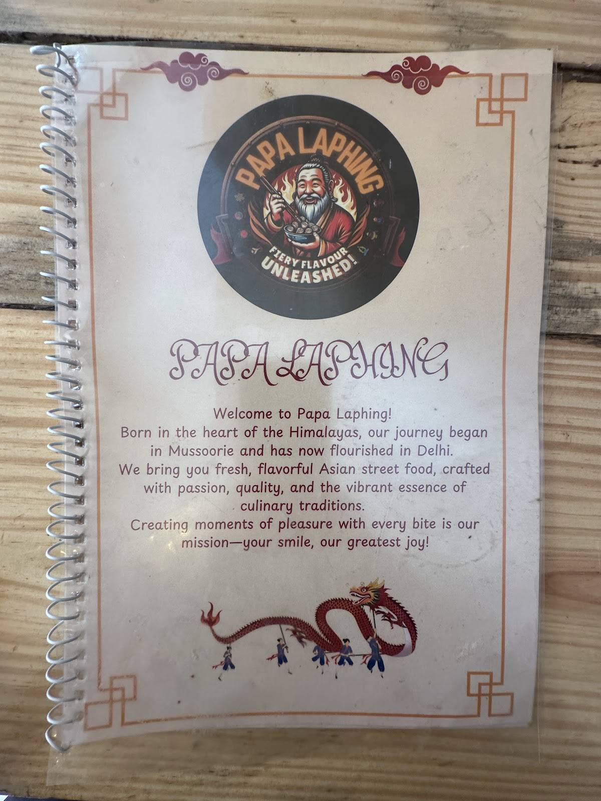Papa Laphing menu