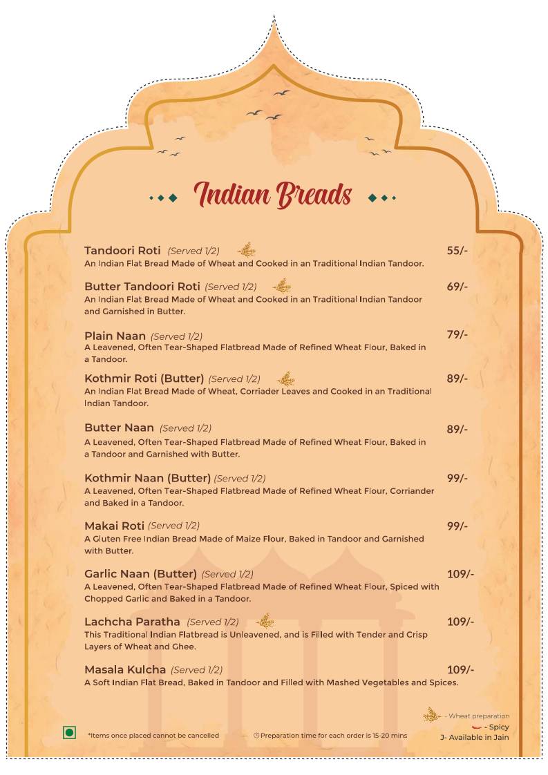 Parampara - Flavours Of India menu
