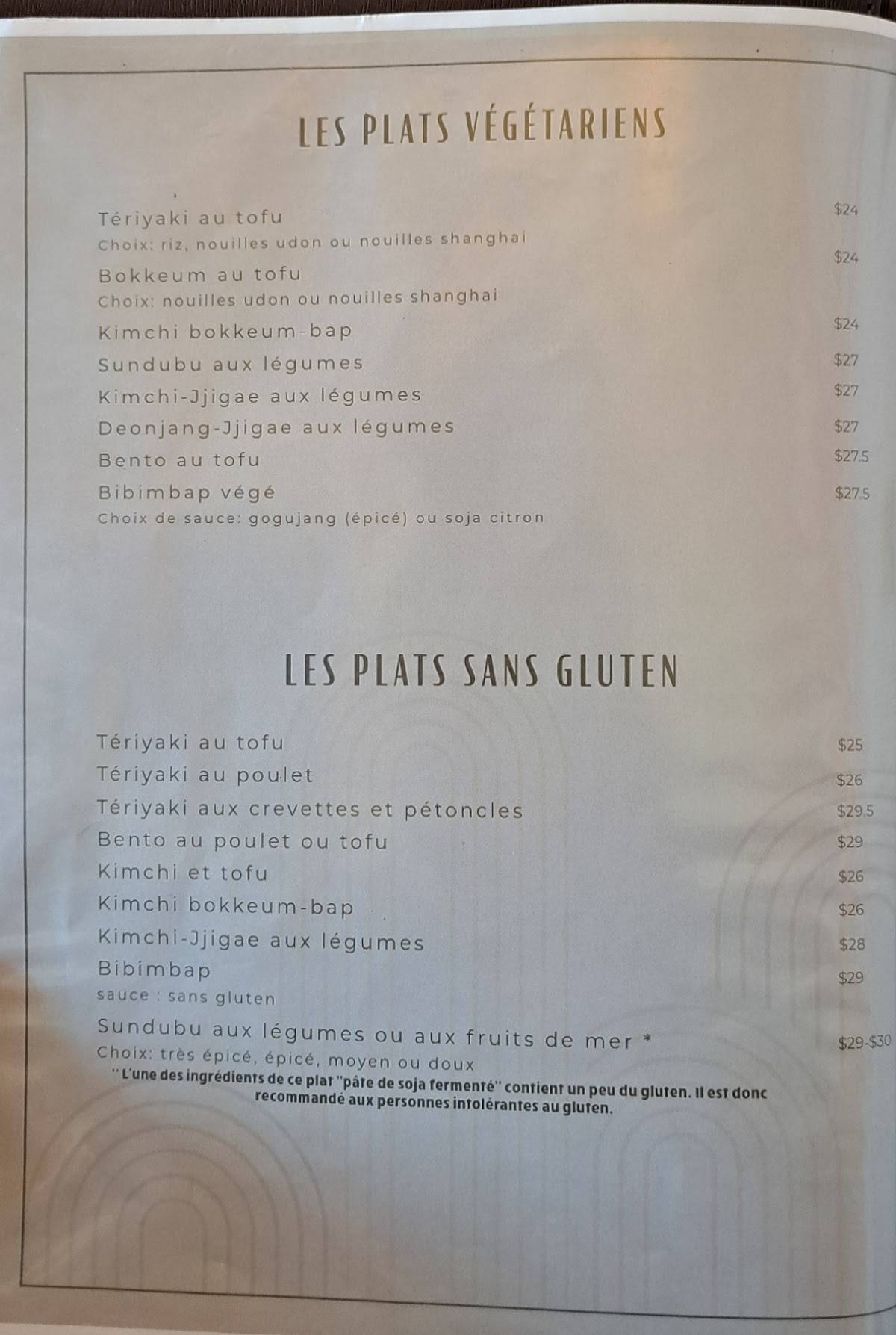 Menu de Parfum de Corée