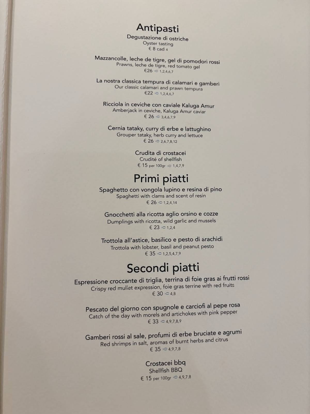 Menu di Pascucci al Porticciolo 