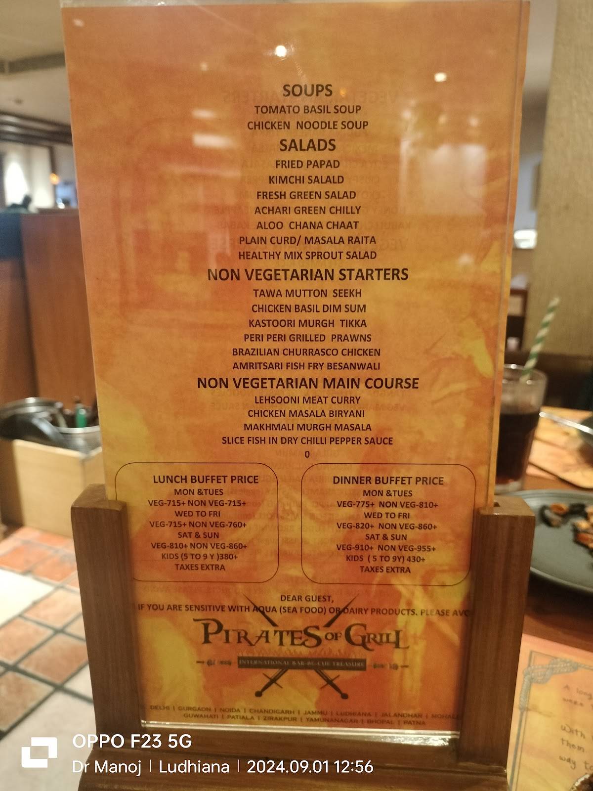 Pirates Of Grill menu