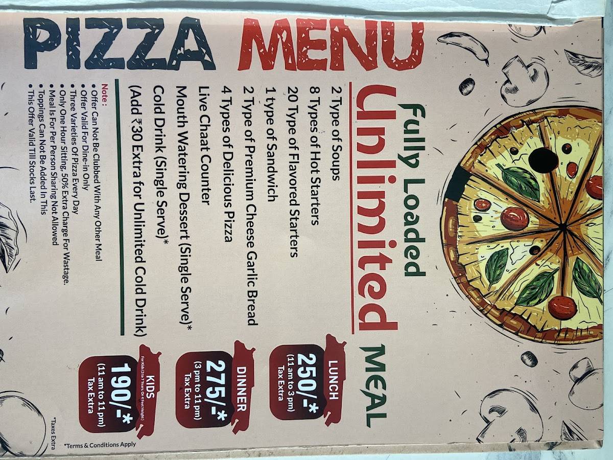 Pizza Burst menu