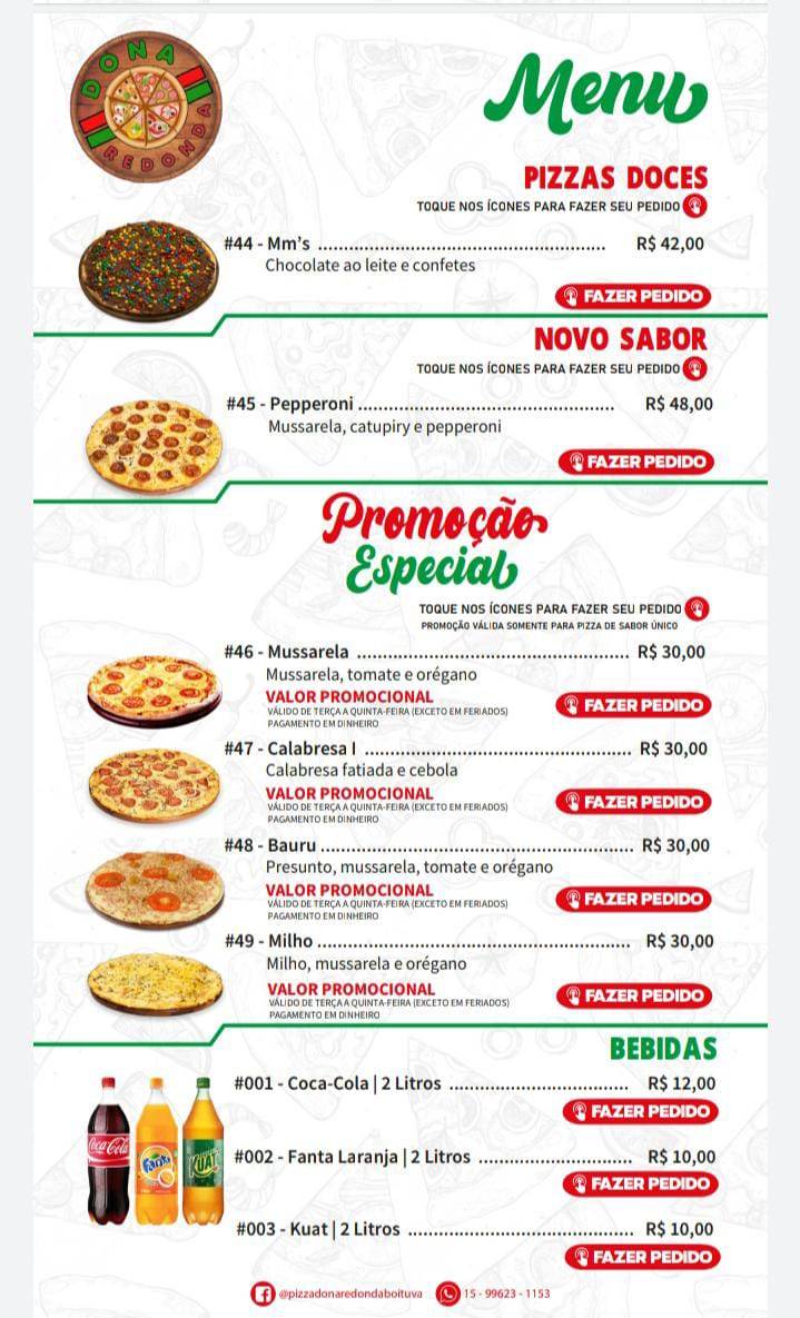 Pizzaria Dona Redonda Boituva cardápio