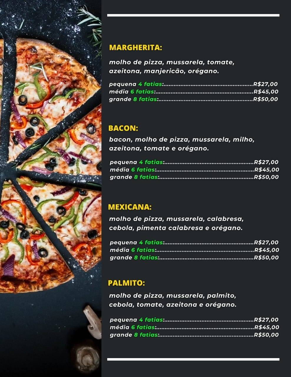 Pizzaria da Gi cardápio