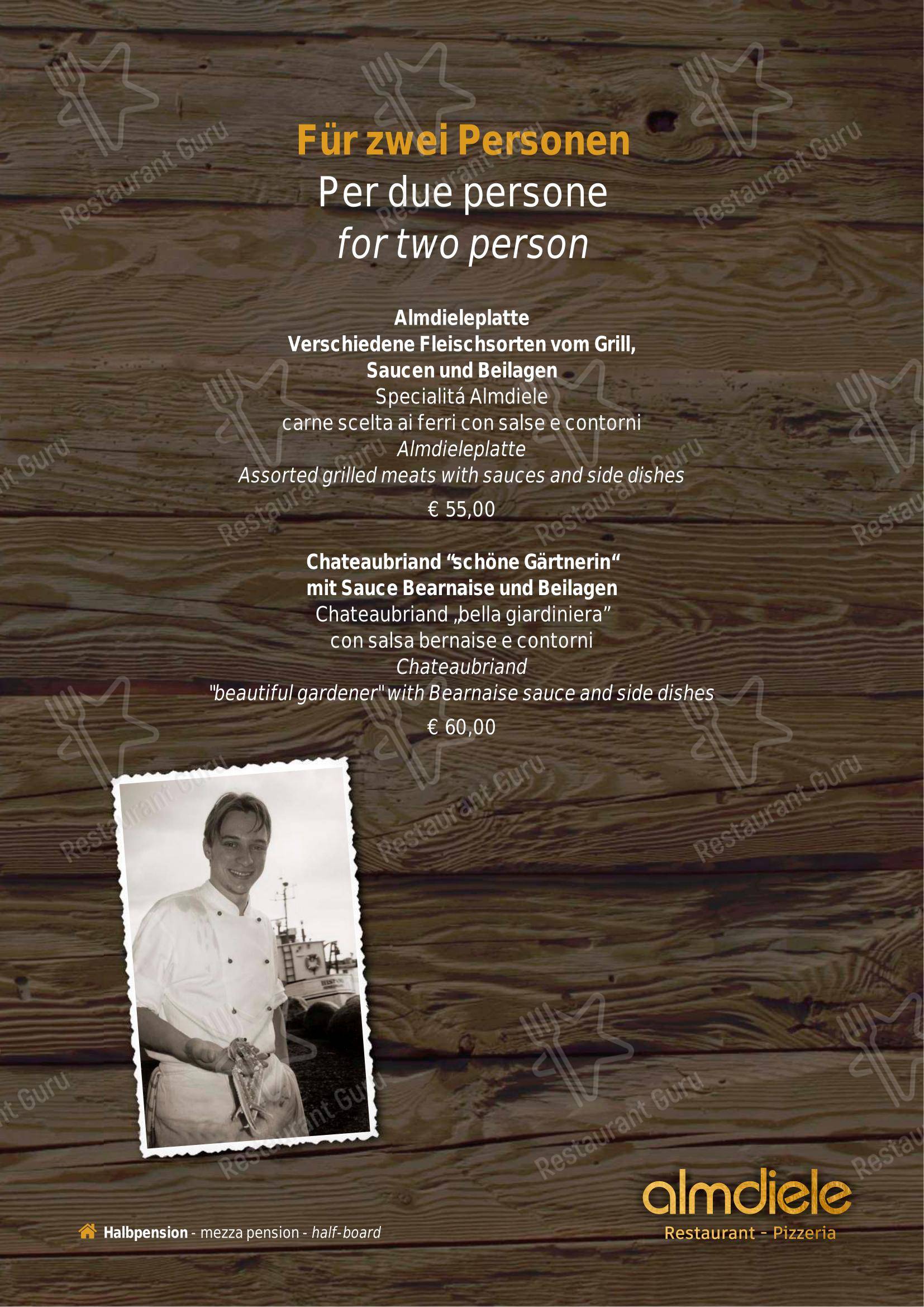 Menu di Ristorante Pizzeria Almdiele - 菜单
