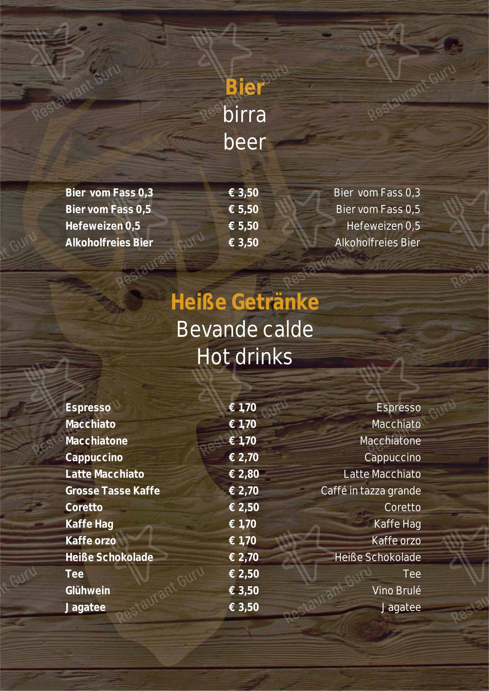 菜单 per Ristorante Pizzeria Almdiele ristorante