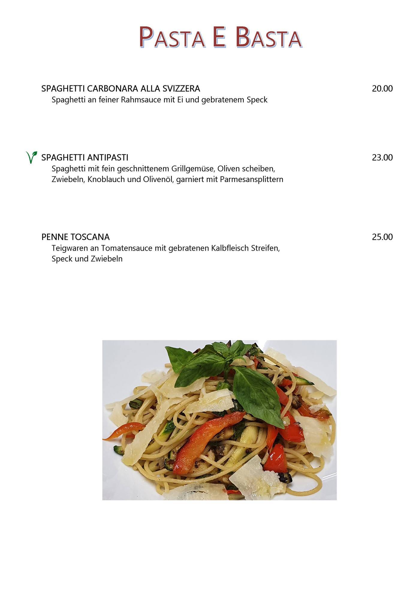 Menu di Restaurant Sonne Rüti ZH 