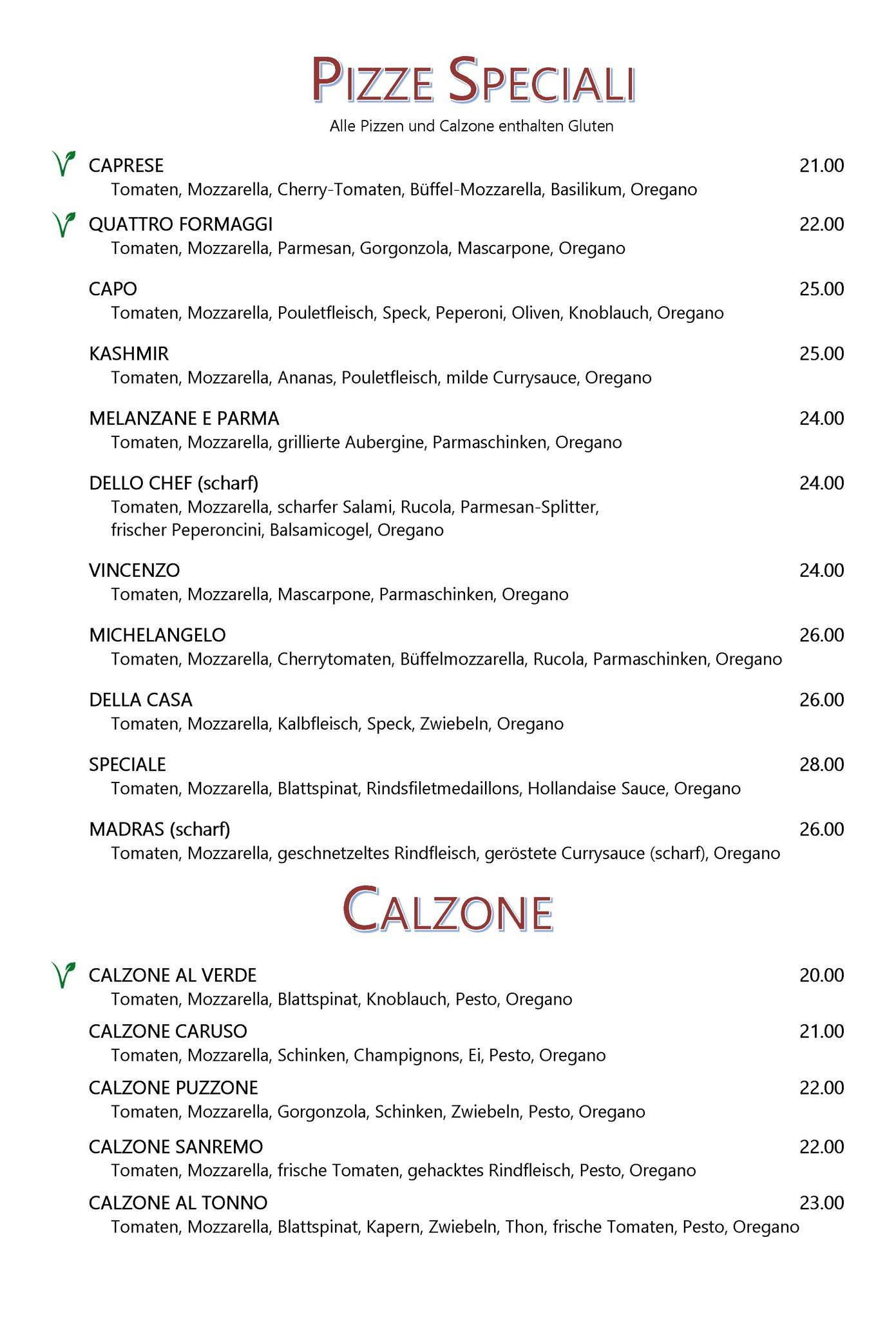 Menu di Restaurant Sonne Rüti ZH 