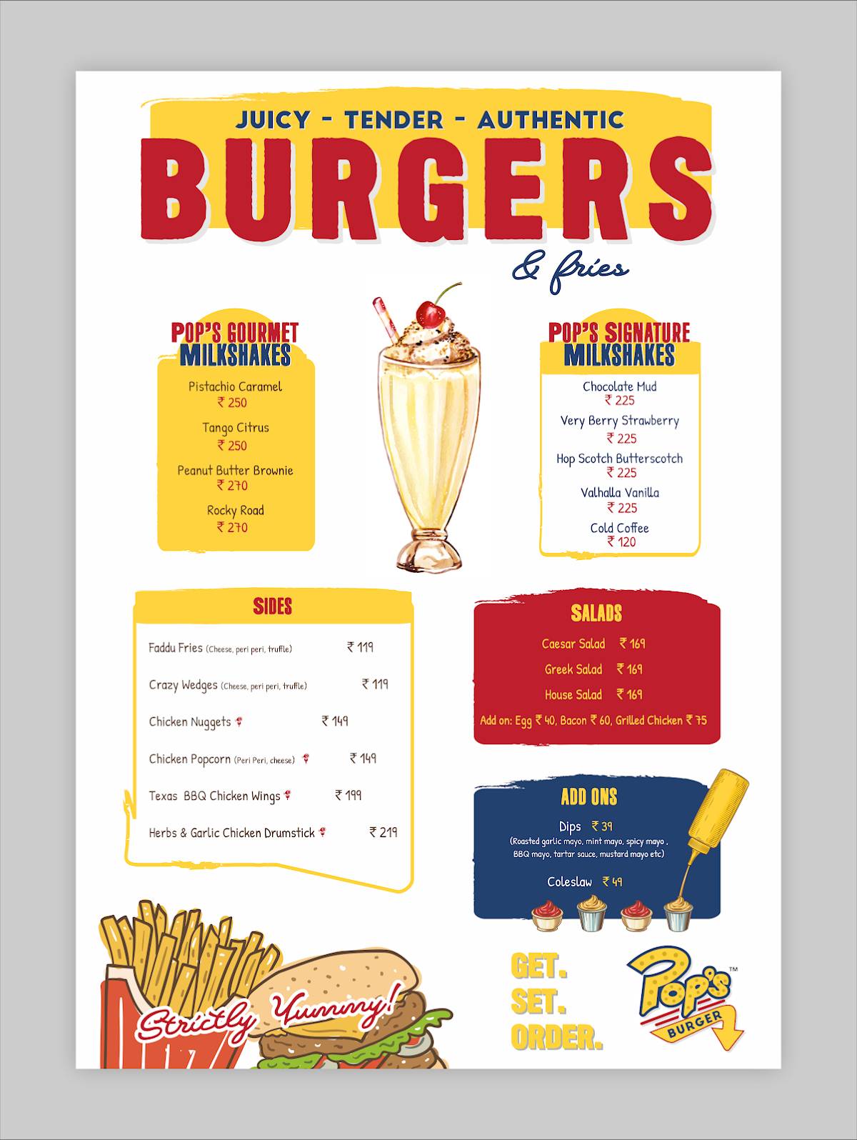 Pop’s Burger menu