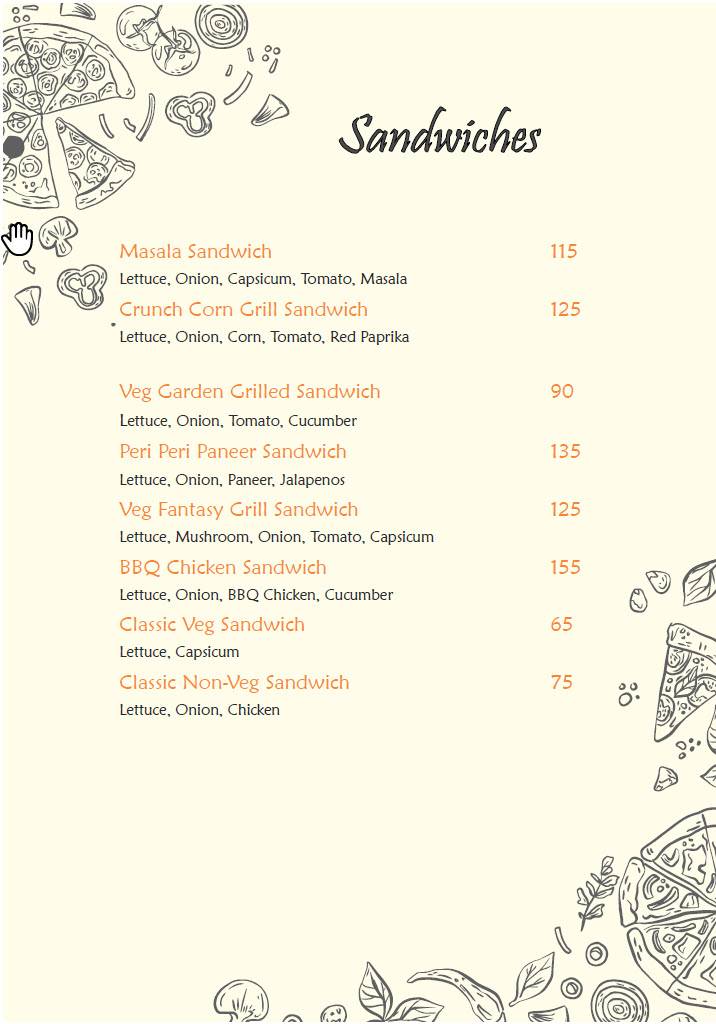 Pranzo Pizzas menu