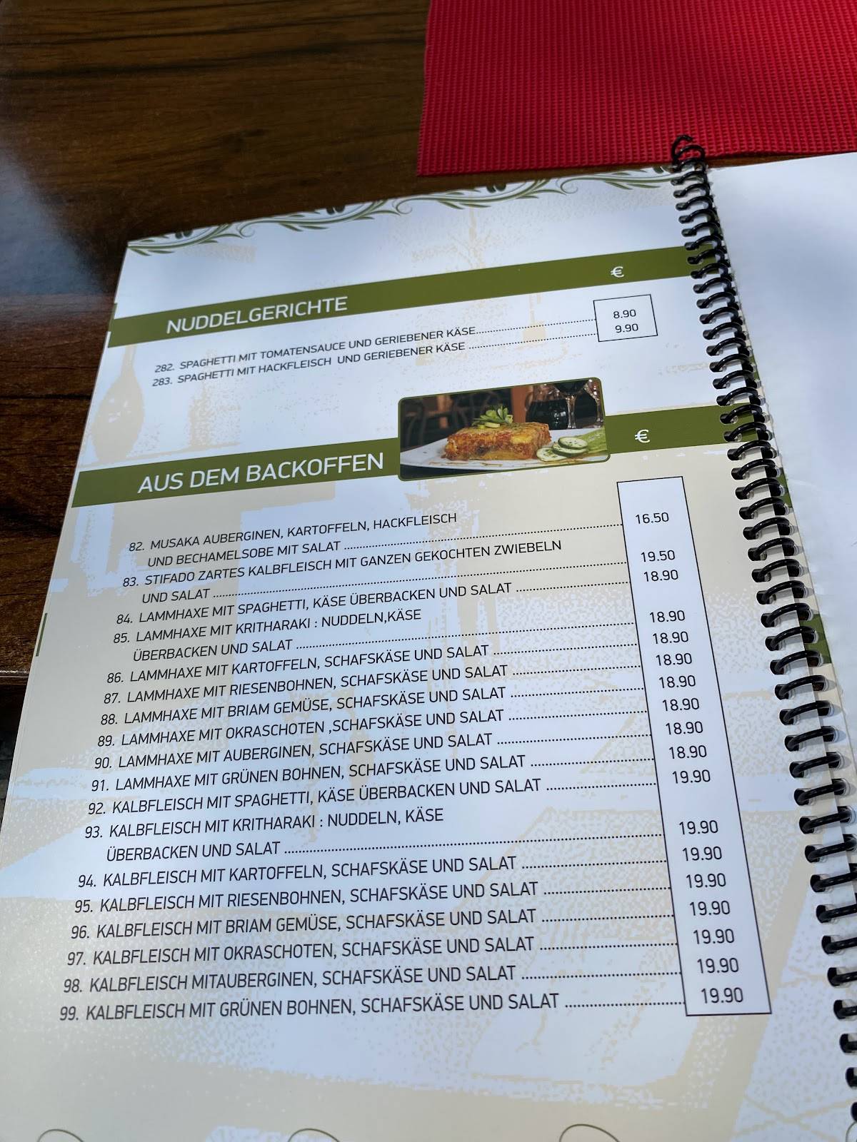 Menu de Restaurant Mythos