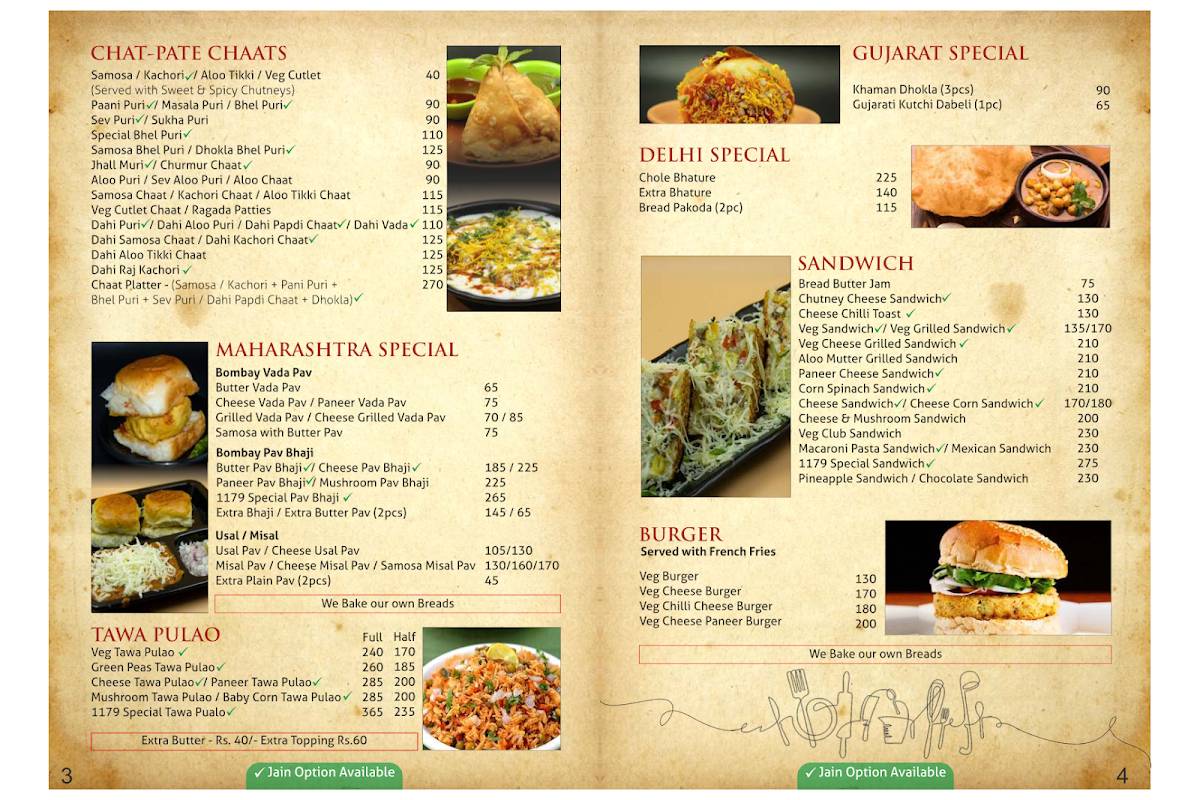 Restaurant1179 menu
