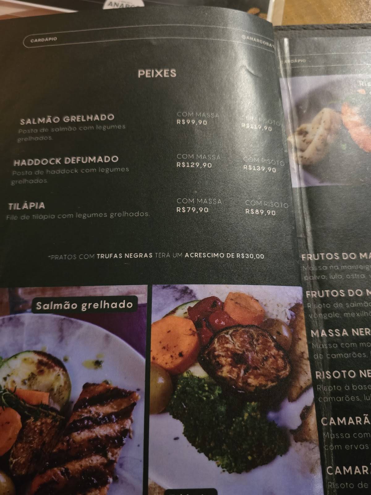 Anarco Batel - Restaurante Italiano em Curitiba cardápio