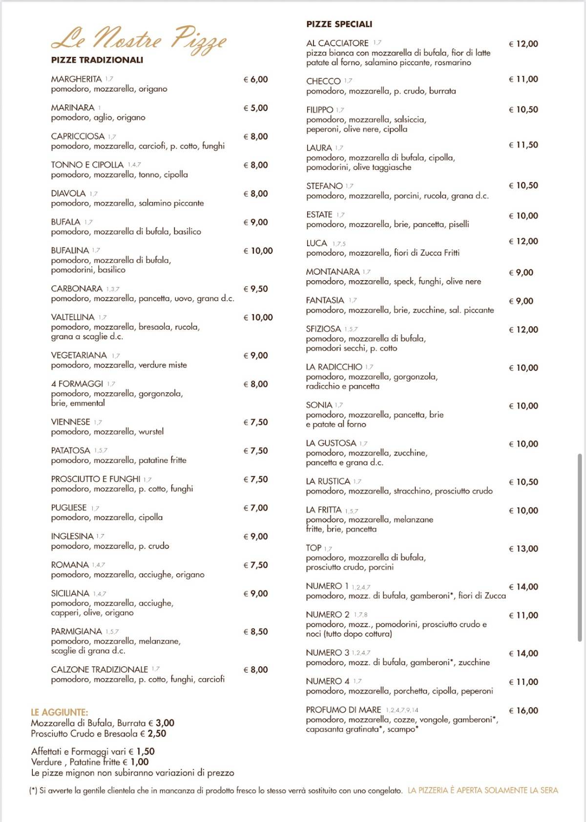 Menu di Ristorante Al Cacciatore Da Gino 