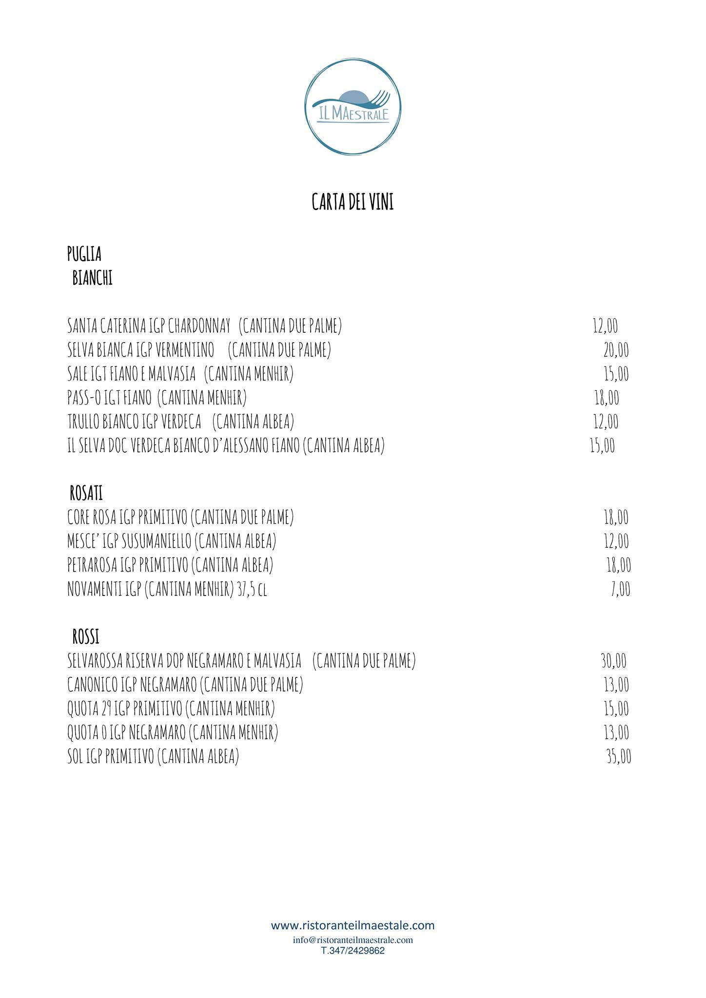 Menu di Ristorante Il Maestrale 