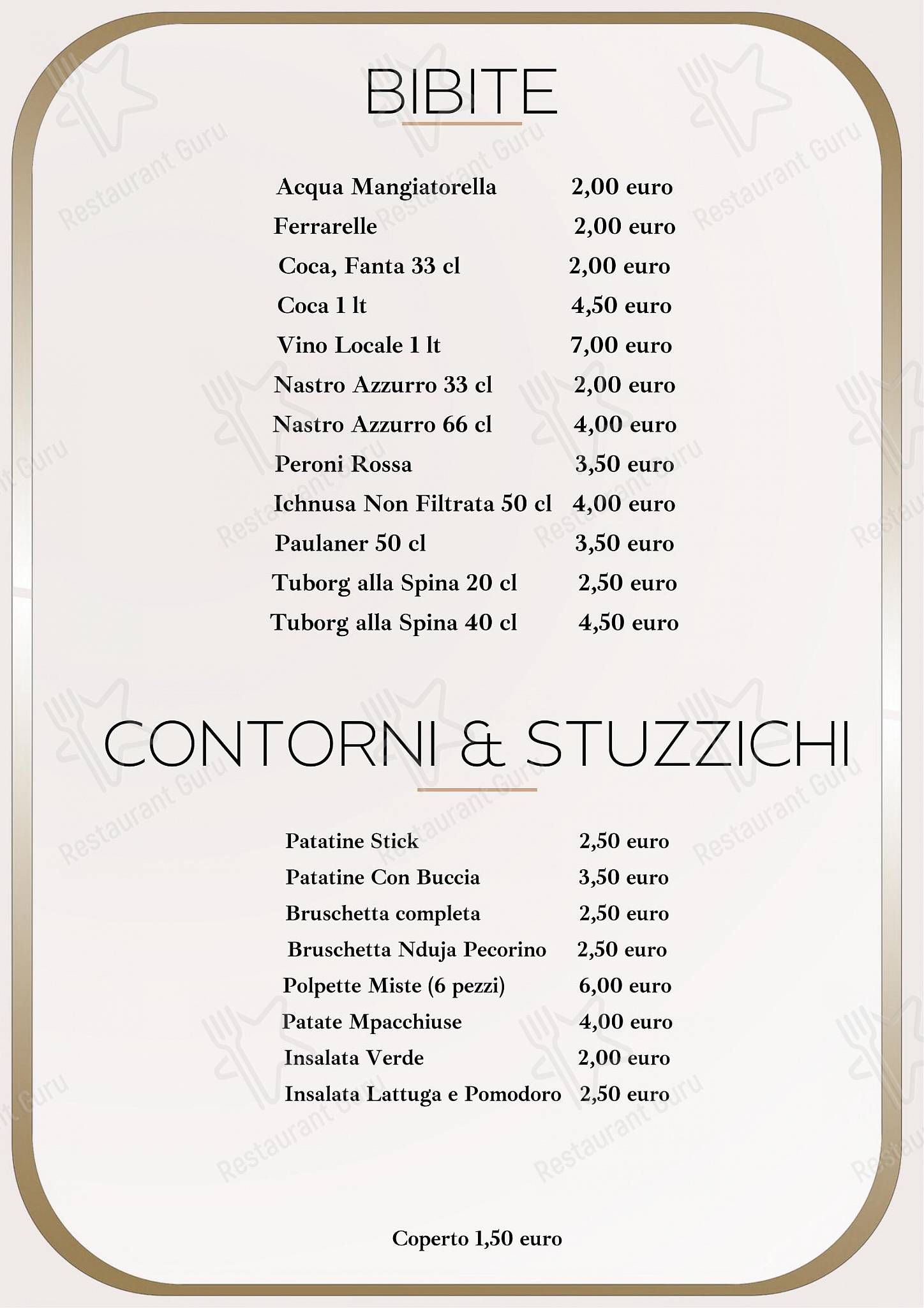 Menu di Ristorante Pizzeria Bella Rogliano 