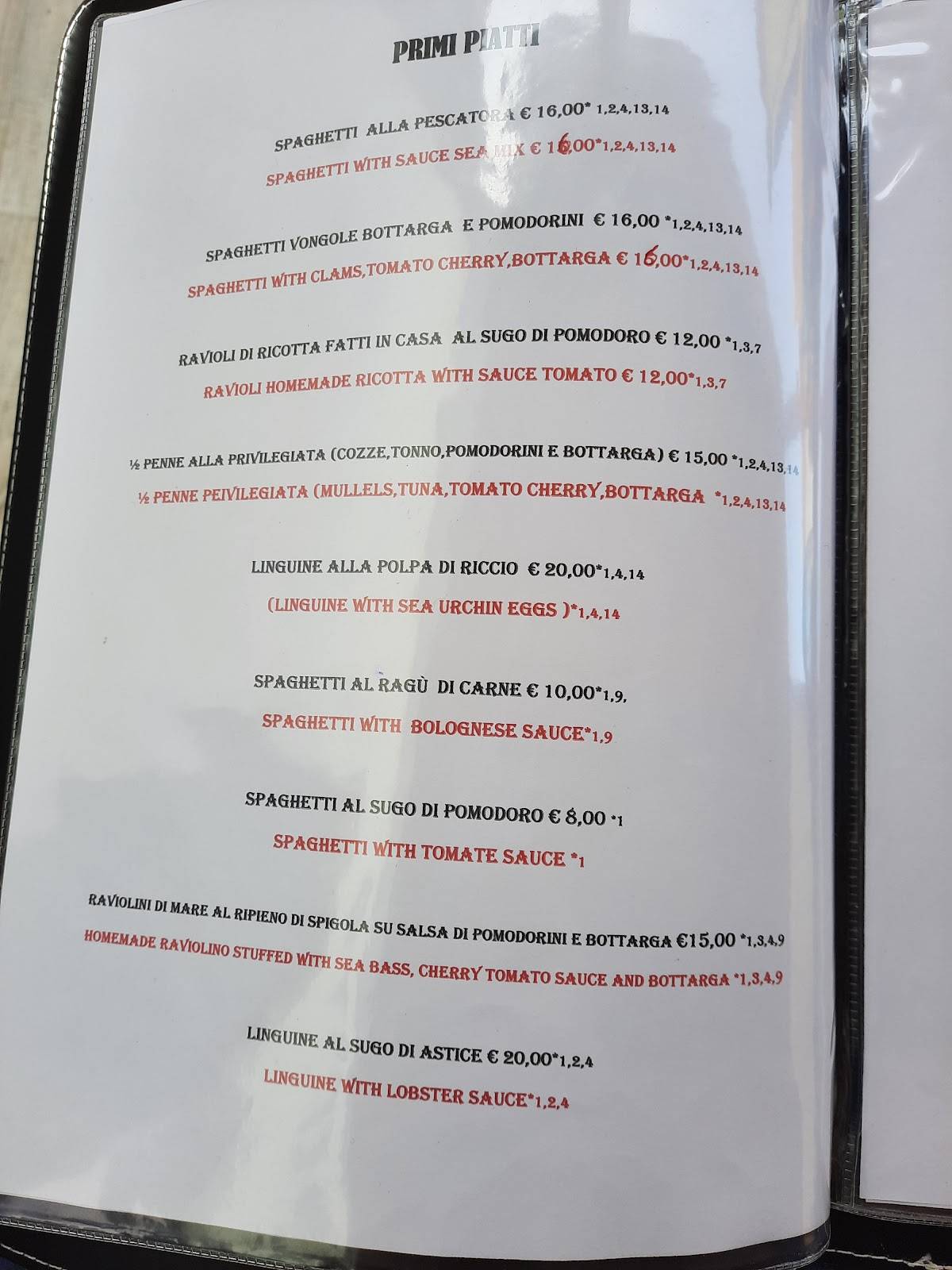 Menu di Ristorante Pizzeria La Privilegiata 