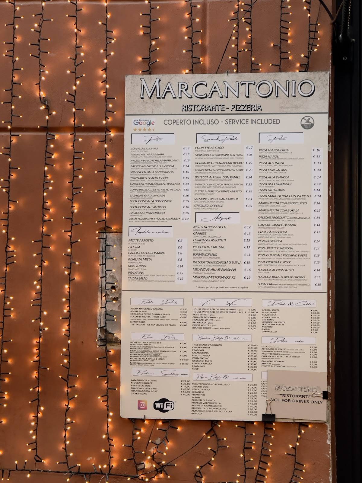 Menu di Ristorante Pizzeria Marcantonio 
