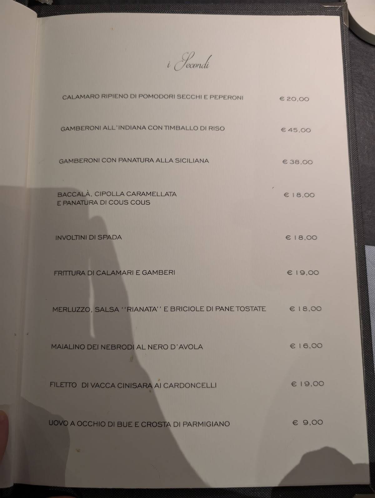 Menu di Ristorante Primafila Di Dionisio Munaco' 