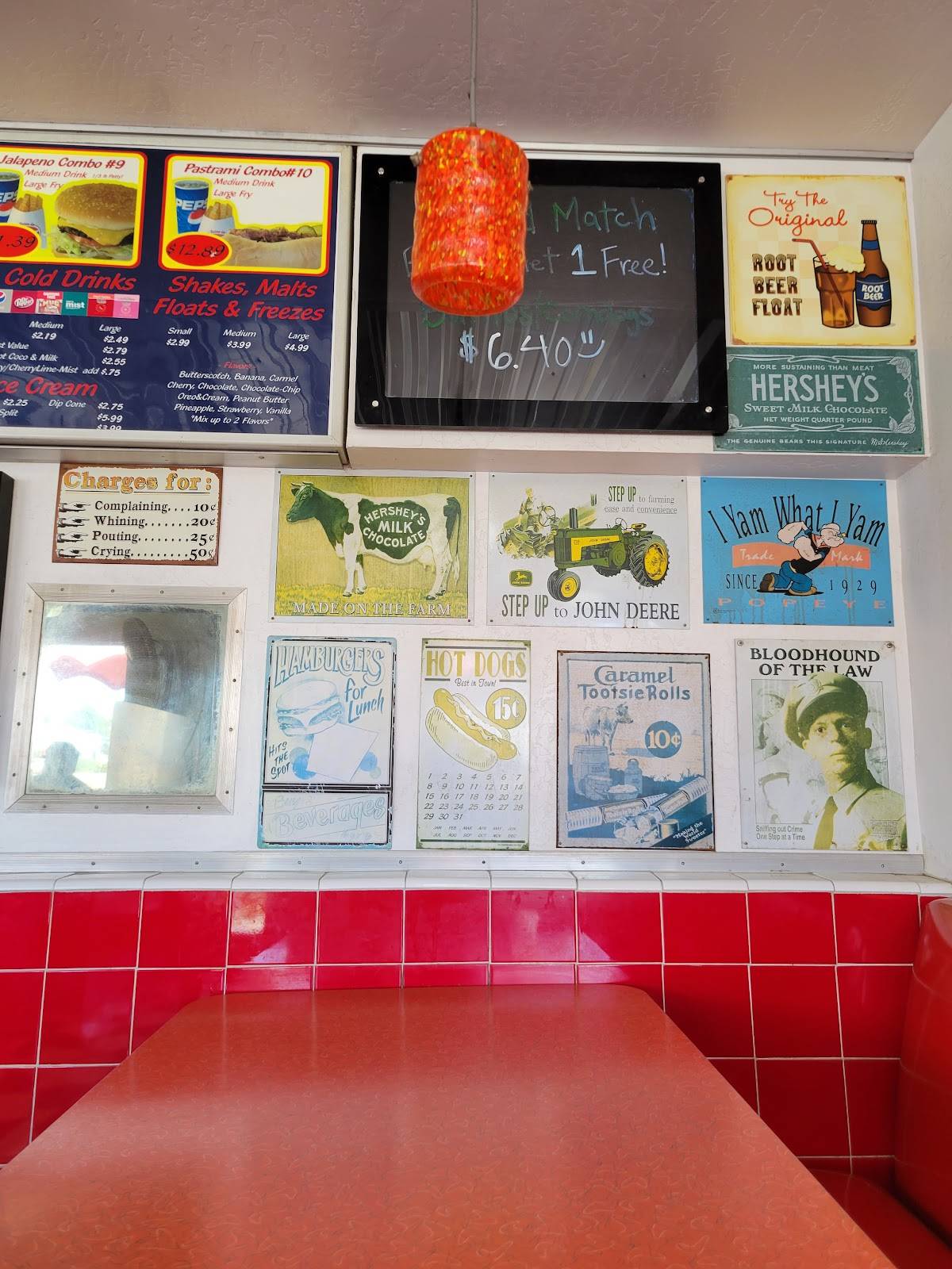 Menu at Root Beer King restaurant, Lamont, Main St