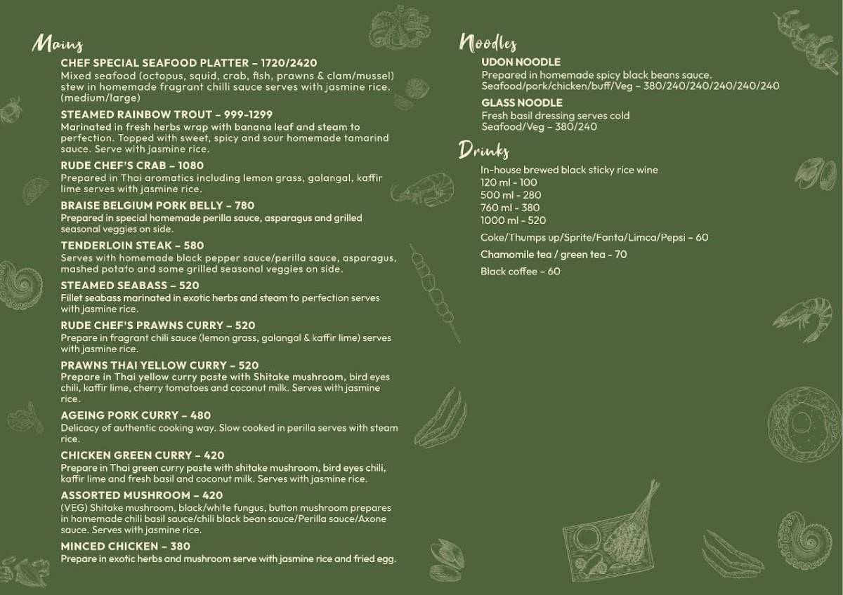Rude chef menu