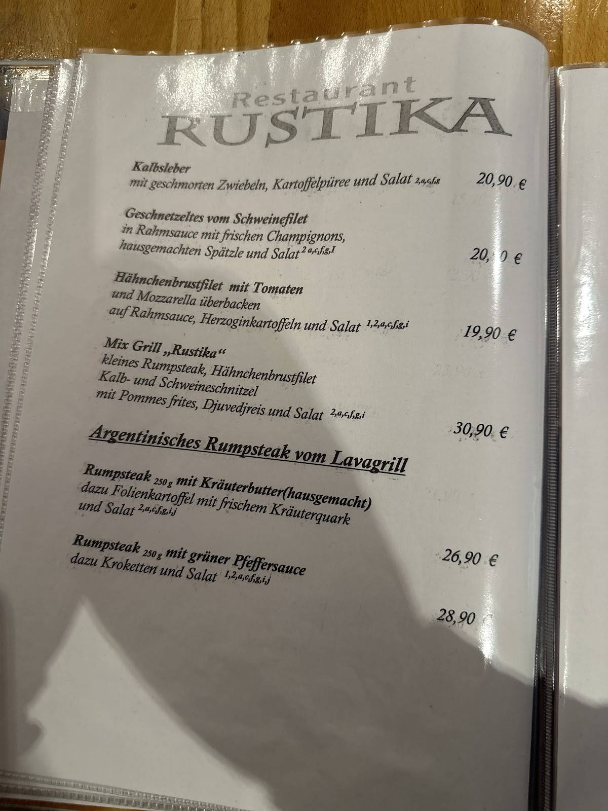 Menu de Restaurant Rustika - Leverkusen