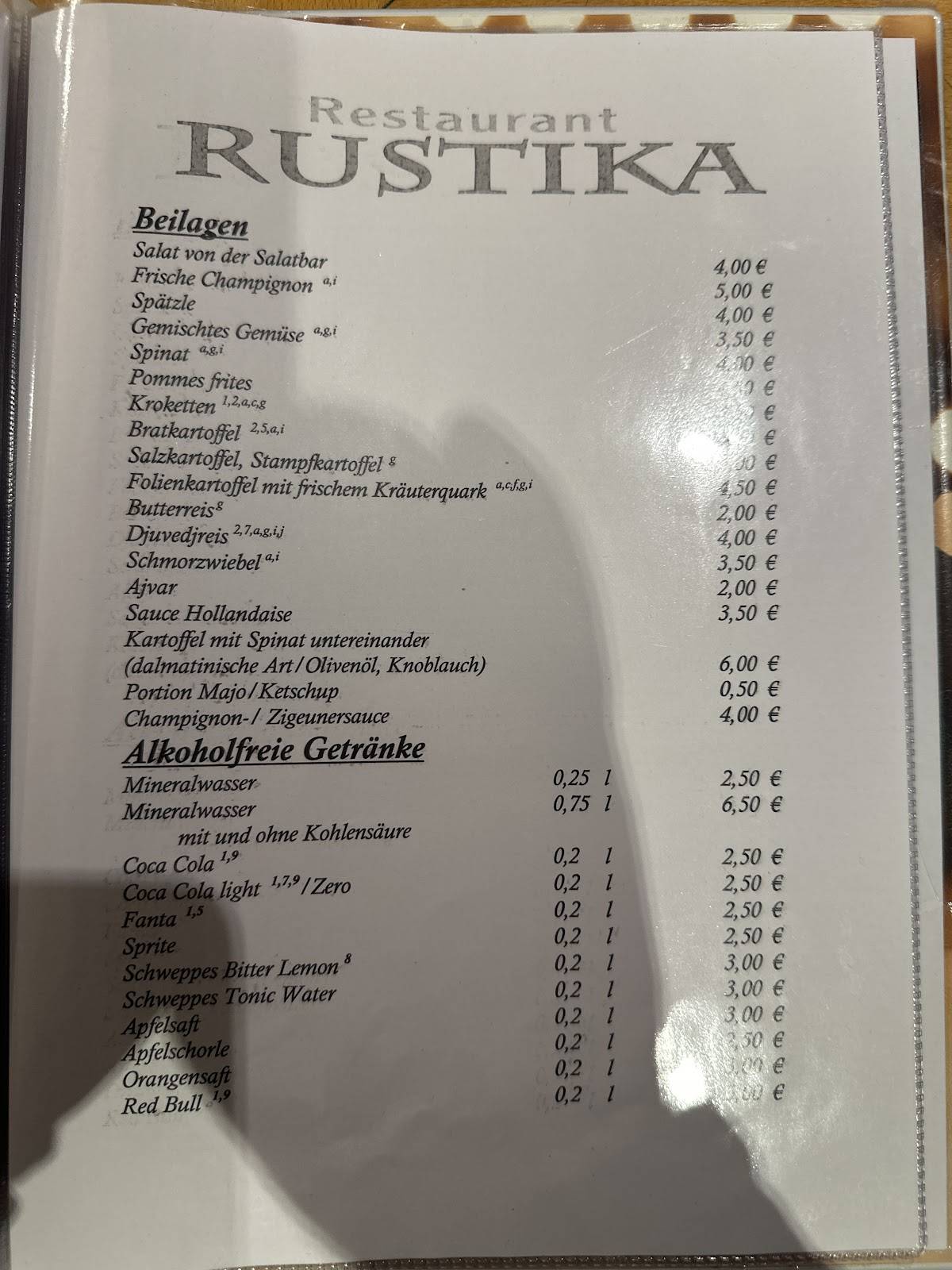 Menu de Restaurant Rustika - Leverkusen