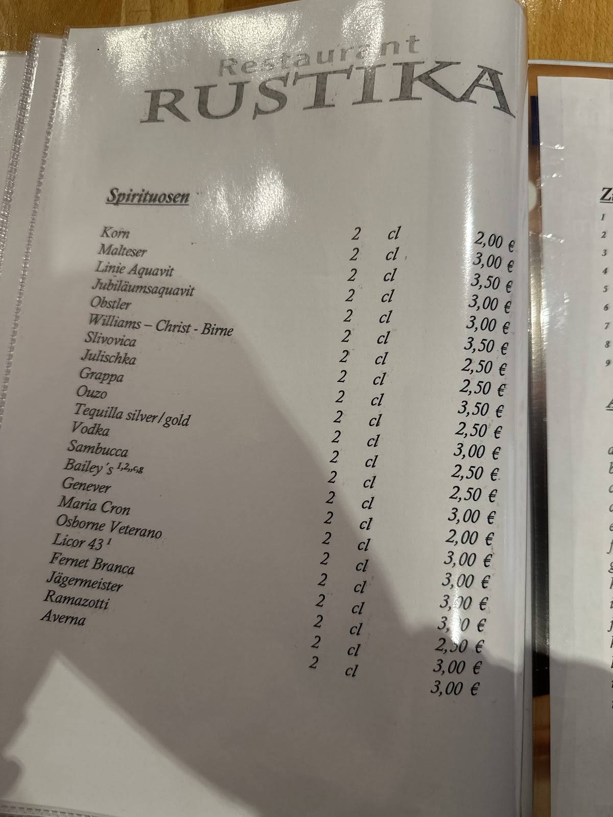 Menu de Restaurant Rustika - Leverkusen