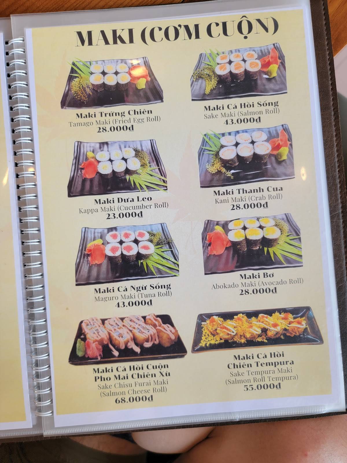 Carta de SHIZEN SUSHI NINH BÌNH ( JAPANESE RESTAURANT ), tp. Ninh Bình