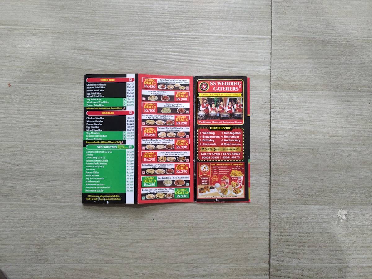 SS Hyderabad Biryani, Ambattur OT menu