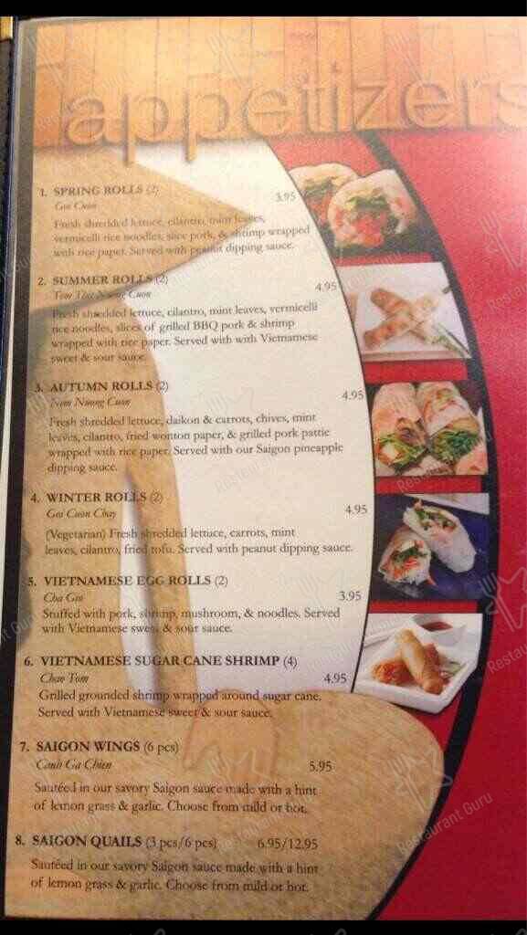 Saigon Noodles menu