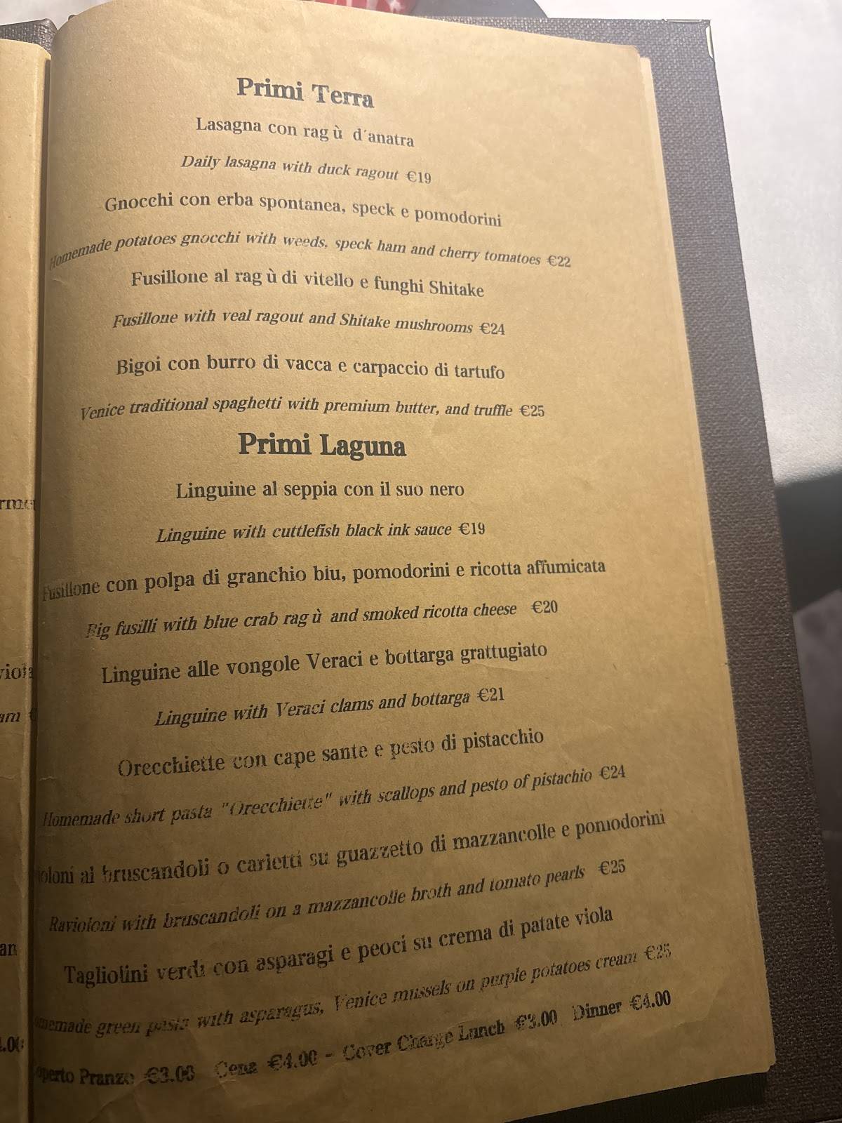 Menu di Santa Maria Formosa 