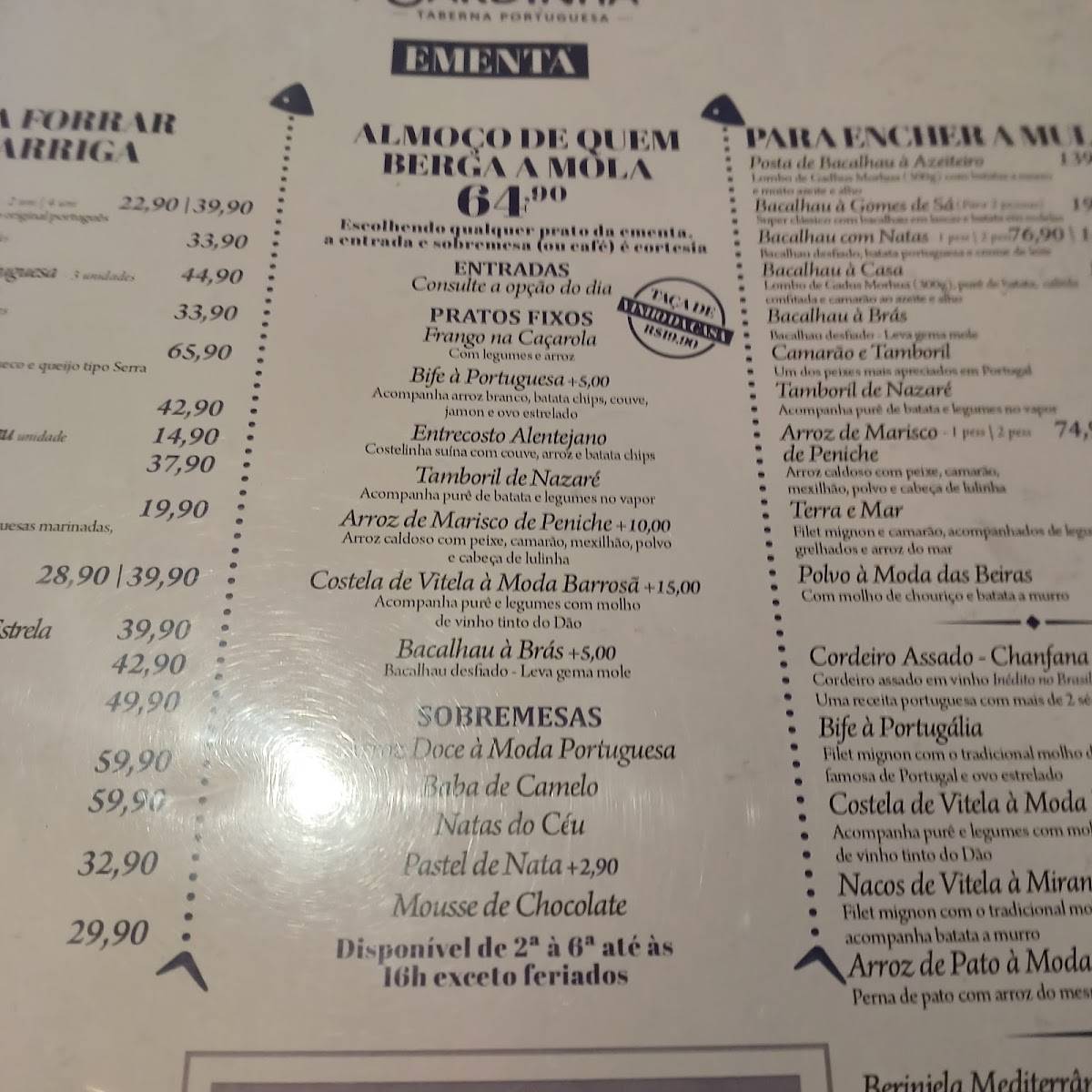 Sardinha Taberna Portuguesa (Leblon) cardápio