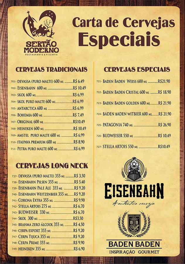 Sertão Moderno - Restaurante, Carnes na Brasa e Pratos Executivos em Sobral cardápio