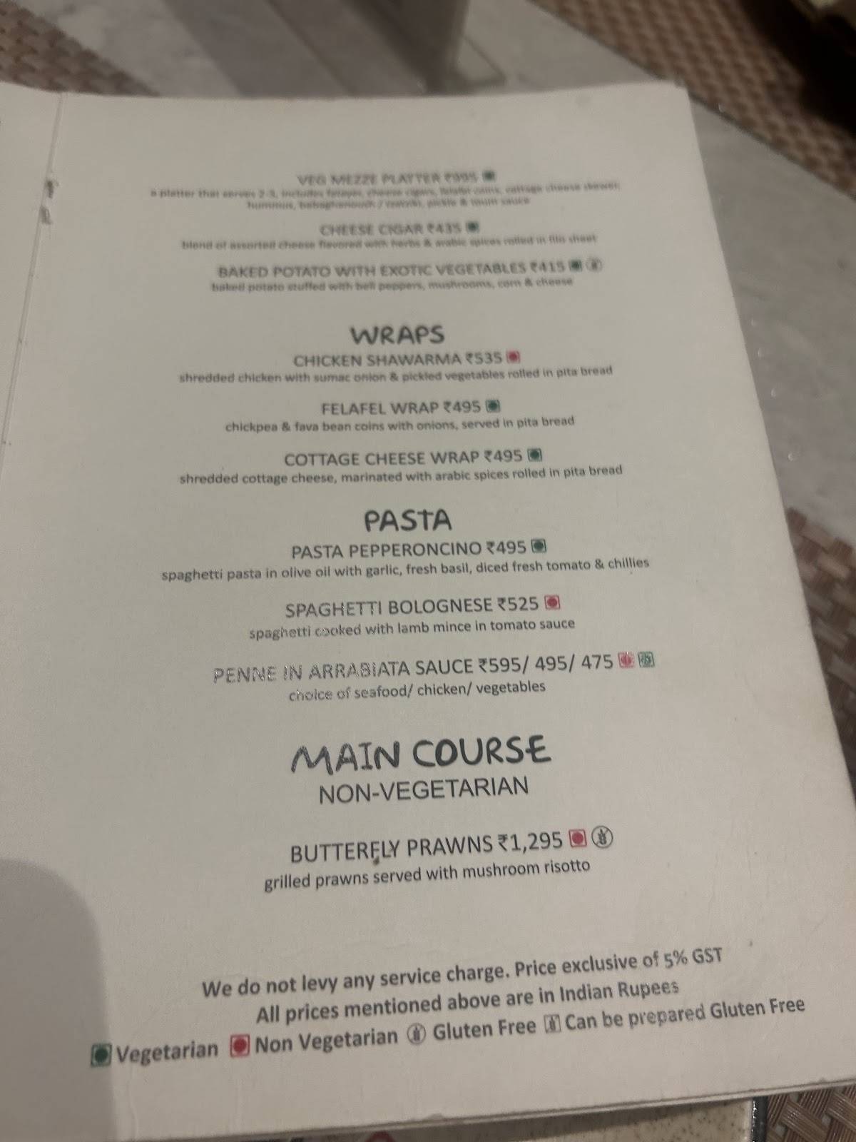 Sidewok + Fez Restaurant menu