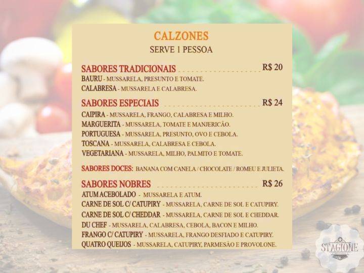 Stagione Pizzaria cardápio