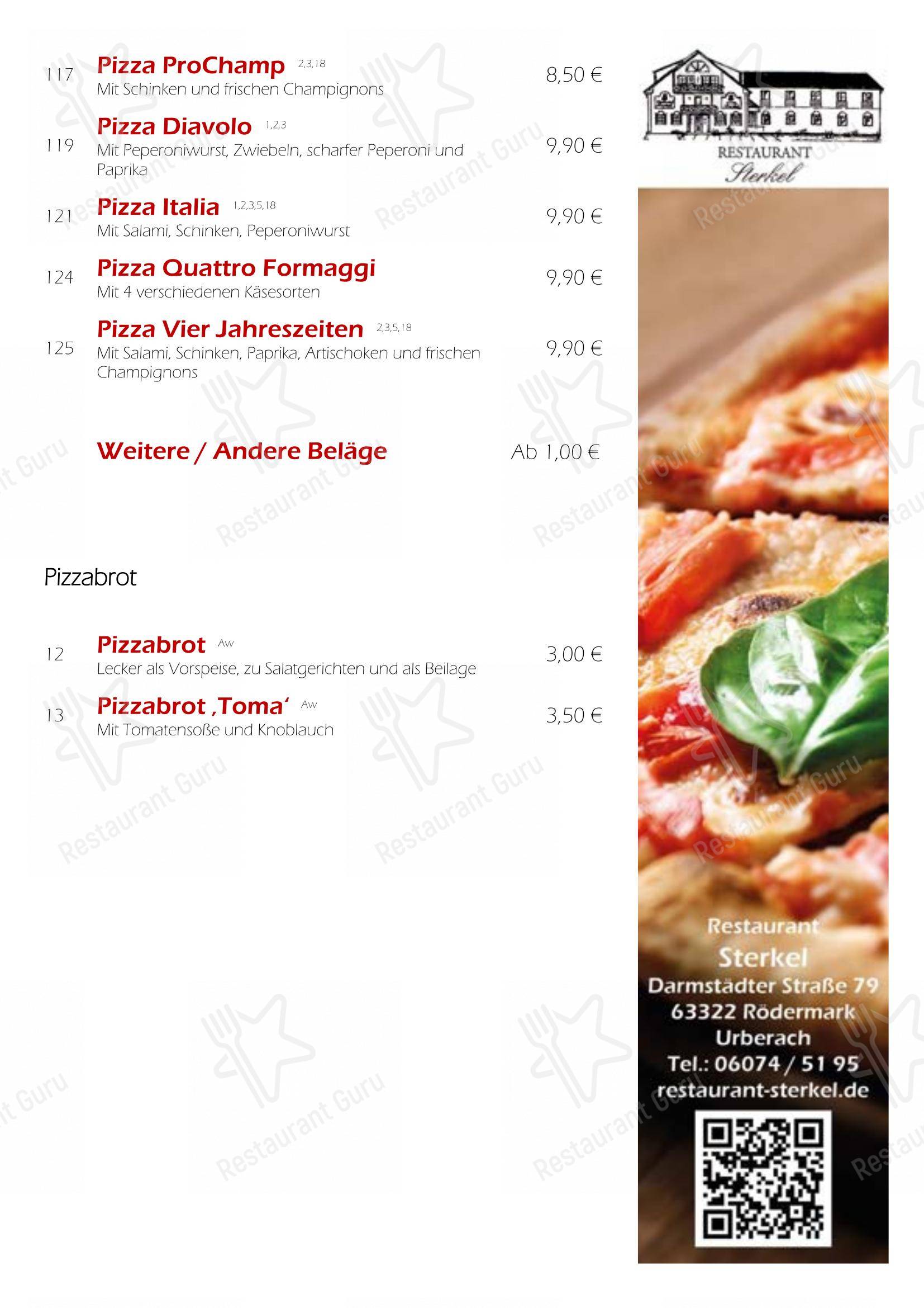 Menu pour Restaurant Sterkel dans Rödermark