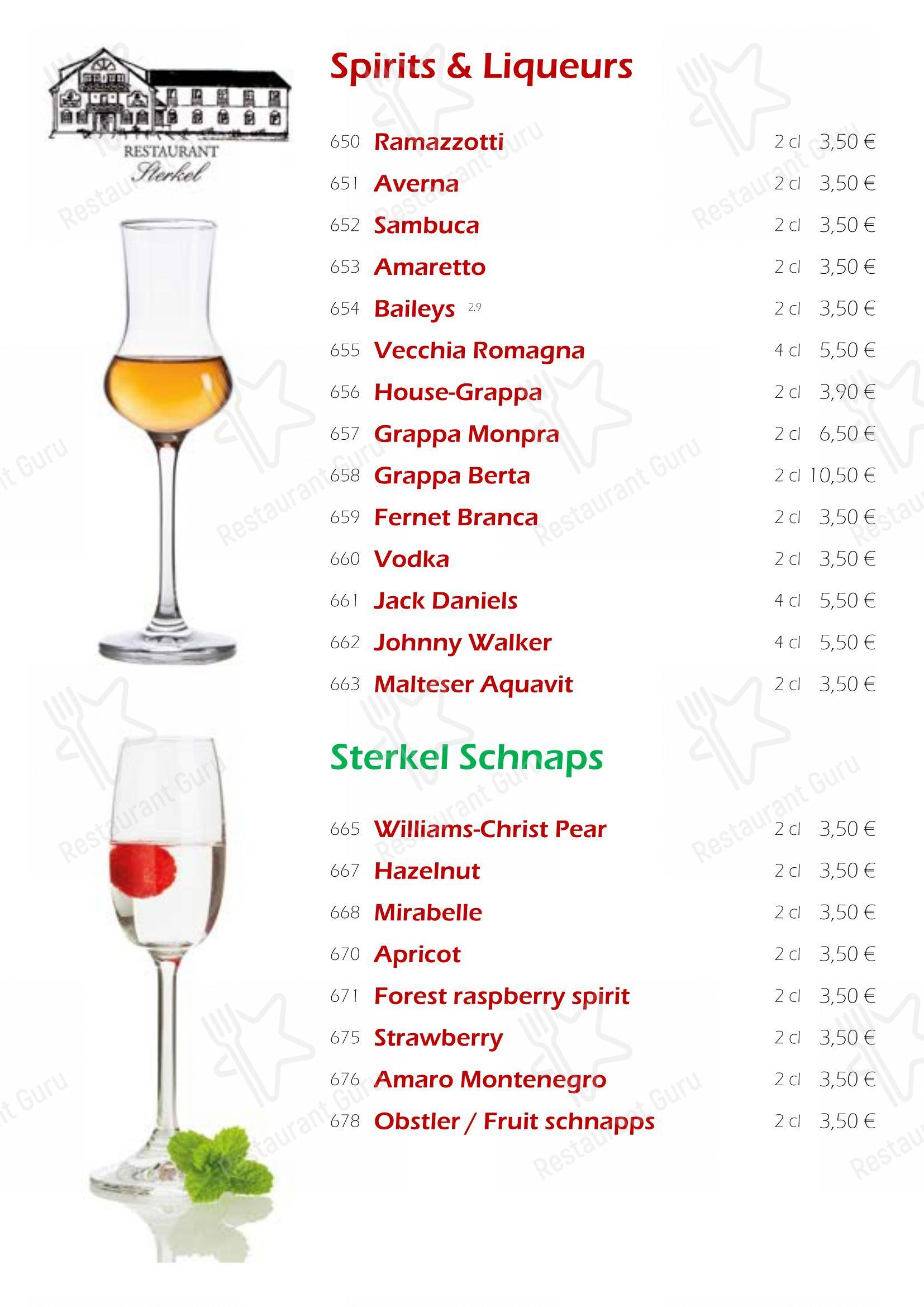 Menu pour Restaurant Sterkel - Основное меню